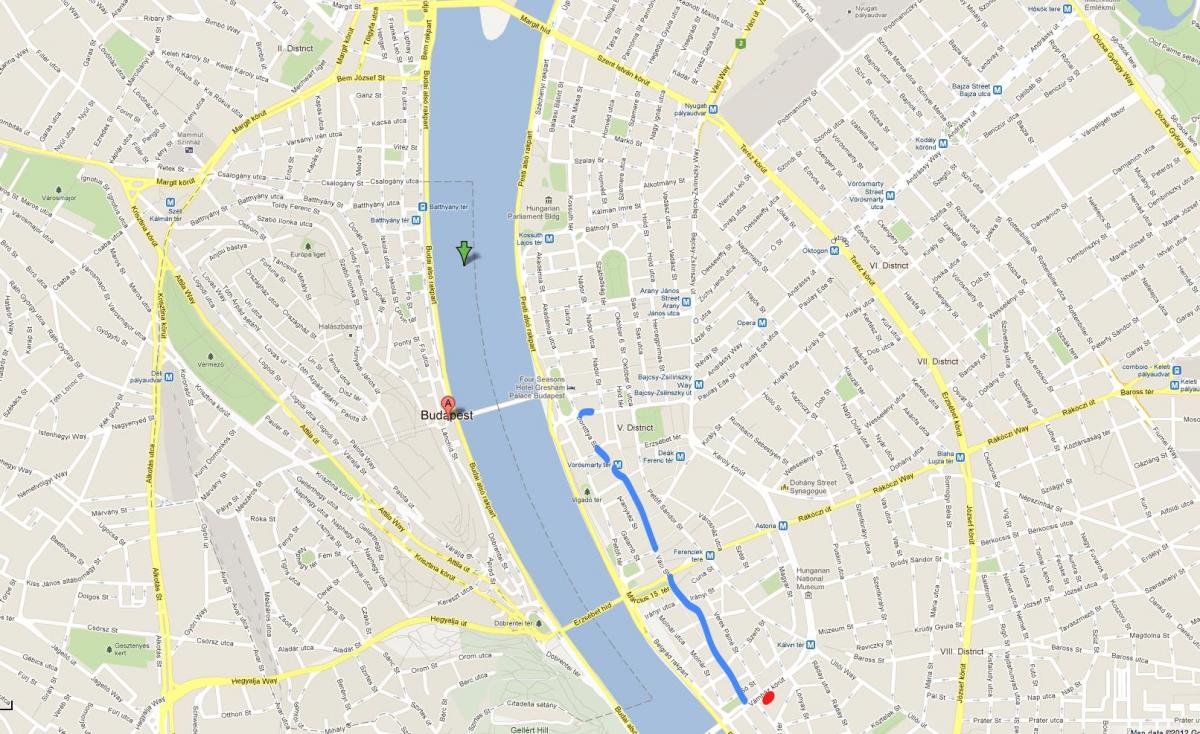 χάρτης της vaci street, βουδαπέστη