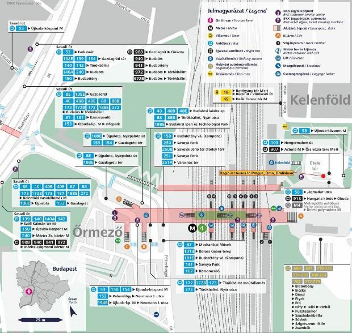 χάρτης της βουδαπέστης kelenfoe σταθμό