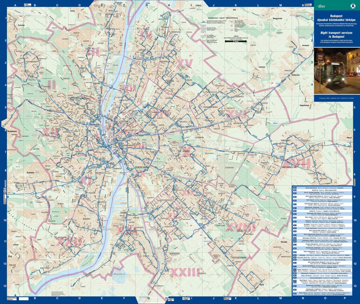 βουδαπέστη τη νύχτα λεωφορείο χάρτη