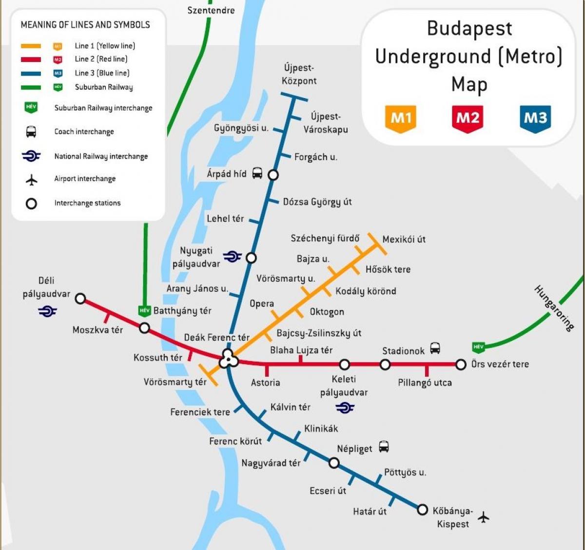 χάρτης του μετρό της βουδαπέστης, ουγγαρία