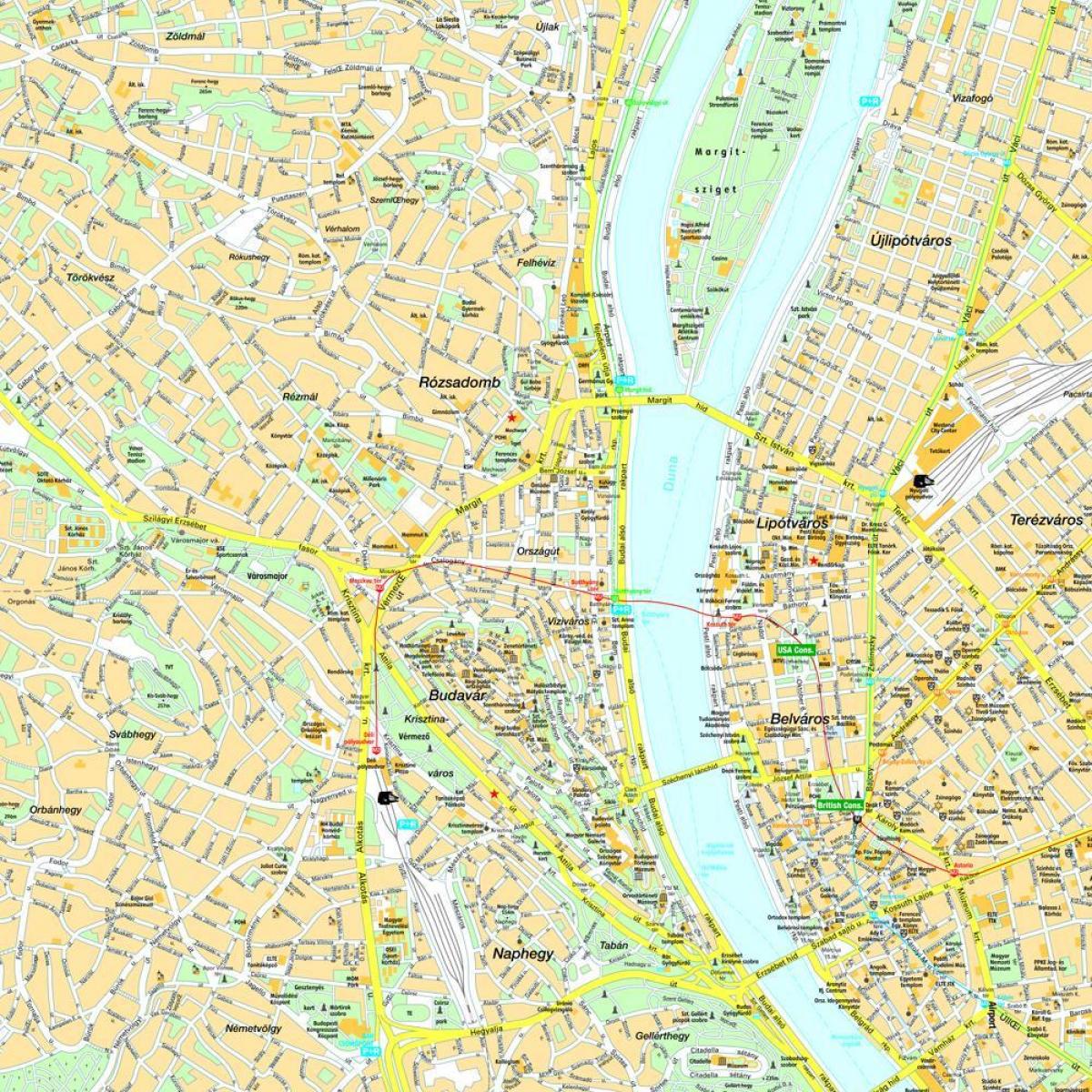 χάρτης της βουδαπέστης και της γύρω περιοχής