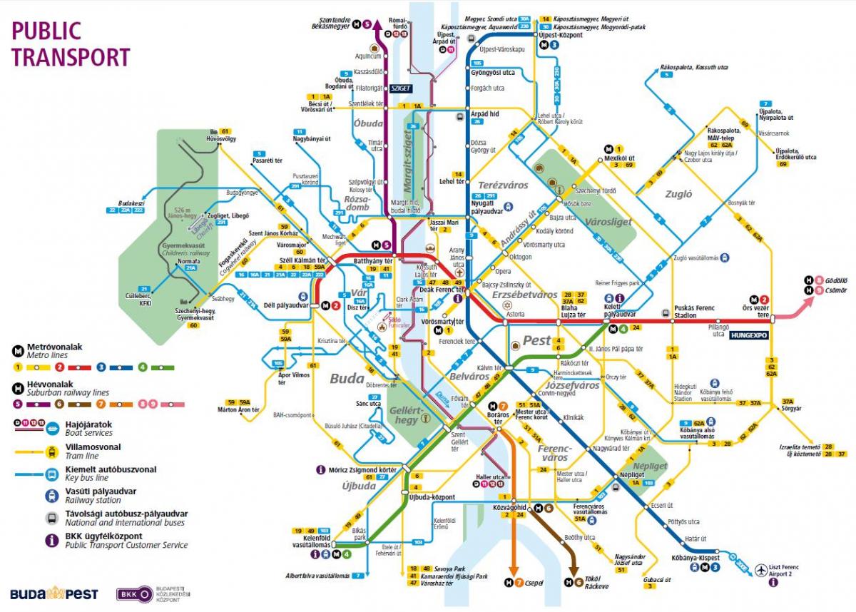 βουδαπέστη γραμμές λεωφορείων χάρτης