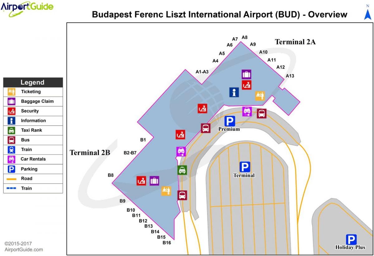 το αεροδρόμιο της βουδαπέστης χάρτης τερματικό σταθμό 2a
