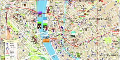 Budapest city χάρτης με αξιοθέατα