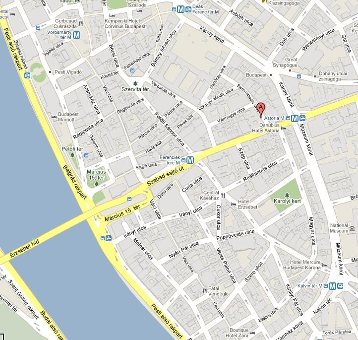 χάρτης της budapest hostel
